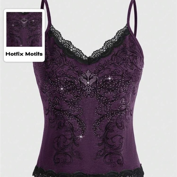 Women's Lace Trim Tank Top Bundle - Olive, Purple, Pink - Picture 4 of 7